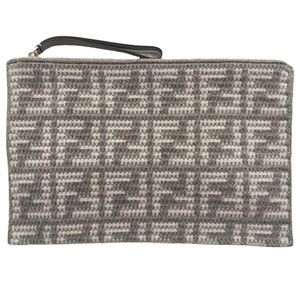 FENDI Gray and Cream Patterned Clutch